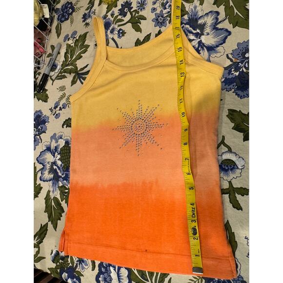 Vintage Y2K Designer Orange Yellow Sun Tank Top Trixie Marie LA Tank Vintage OS - Picture 10 of 13